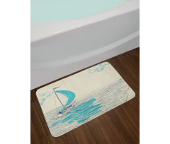 Cloudy Sailing Boat Bath Mat