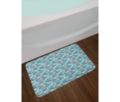 Peacocks Snowflakes Bath Mat