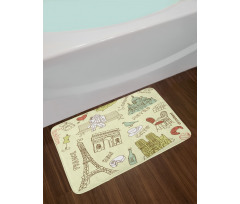 Paris Theme Elements Bath Mat