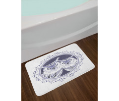 Vintage Night Birds Motif Bath Mat