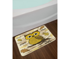 Calligraphic Fall Leaves Bath Mat