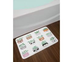 House Plant in Animal Pots Bath Mat