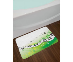 Piano Keys Green Curvy Bath Mat