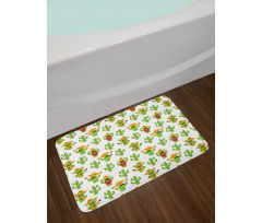 Cactus Characters Fun Bath Mat