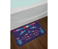 Guitar Hat Flowers Bath Mat