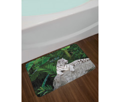 White Tiger in Jungle Bath Mat