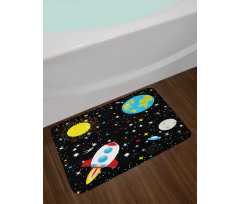 Stars Earth Moon Rocket Bath Mat