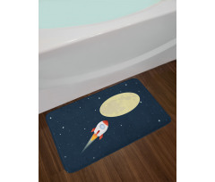 Flying Rocket and Moon Bath Mat