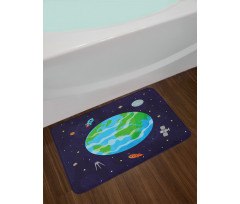 Celestial Cartoon Earth Bath Mat