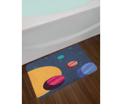 Cartoon Colorful Planets Bath Mat