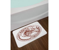 Folkloric Bird in Circle Bath Mat