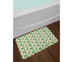 Cartoon Exotic Bird Breeds Bath Mat