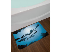 Mermaid and Dolphins Bath Mat