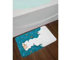 Girl Oceanic Hairstyle Bath Mat