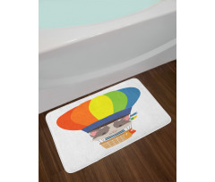 Cartoon Kitten Sky Bath Mat