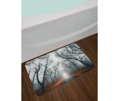 Autumn Sky and Leaves Bath Mat