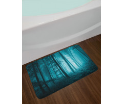 Foggy Dark Country Forest Bath Mat