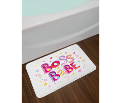 Colorful Graphic Wording Bath Mat