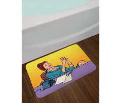 Pop Art Businesswoman Bath Mat