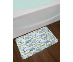 Fresh Flowers on Stripes Bath Mat