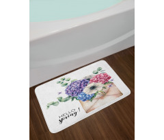 Hello Spring Flowers Art Bath Mat