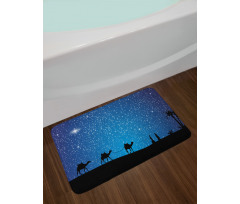 3 Camels Walking at Night Bath Mat