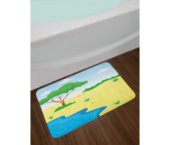 Cartoon Style Little Pond Bath Mat