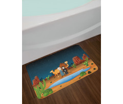 People Camels Cactus Bath Mat