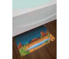 Cactus Plants Starry Sky View Bath Mat