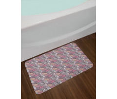 Pastel Tropical Leaves Bath Mat