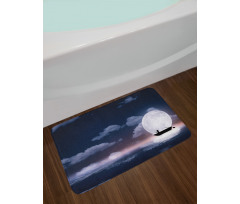 Fisherman in Boat Night Bath Mat