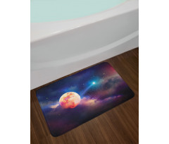 Cosmic Scene with Planets Bath Mat