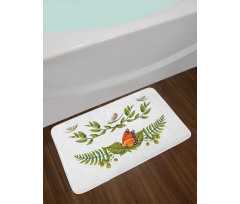 Leafy Branches Butterflies Bath Mat