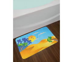 Cartoon Desert Landscape Palms Bath Mat