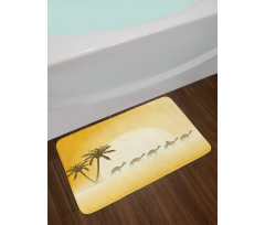 Camel Caravan and Palm Trees Bath Mat