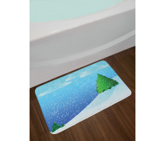 Snow Pouring onto Trees Bath Mat