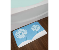 Round Snowflake Trees Bath Mat