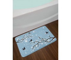 Birds Snowflakes Bath Mat