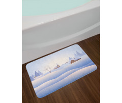 Village Landscape View Bath Mat