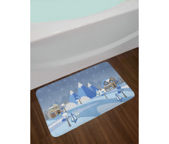 Wintry Outdoors Houses Bath Mat