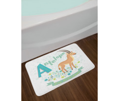 Zoo Alphabet Floral Animal Bath Mat