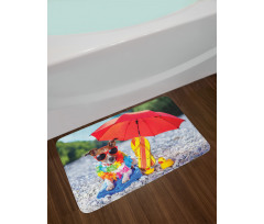 Funny Hawaiian Dog Beach Bath Mat