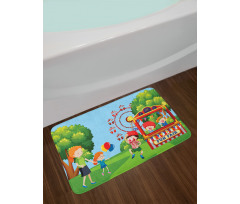 Cheerful Children at Fun Fair Bath Mat