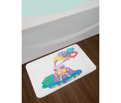 Rabbit in Hero Costume Bath Mat