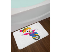 Circus Humorous Boy on Wheel Bath Mat