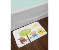 Bear Fox Child Sit on a Wire Bath Mat