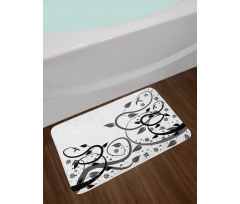 Grey Tones Abstract Leaves Bath Mat