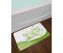 Colorful Botanical Leaves Bath Mat