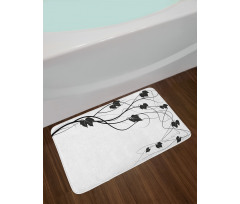 Monotone Abstract Leaves Art Bath Mat