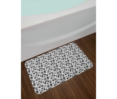 Monotone Intertwined Rosebuds Bath Mat